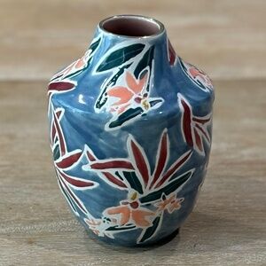 Anthropologie Blue Floral Vase